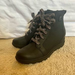 SOREL black wedge ankle boots size 10 new no tags no box